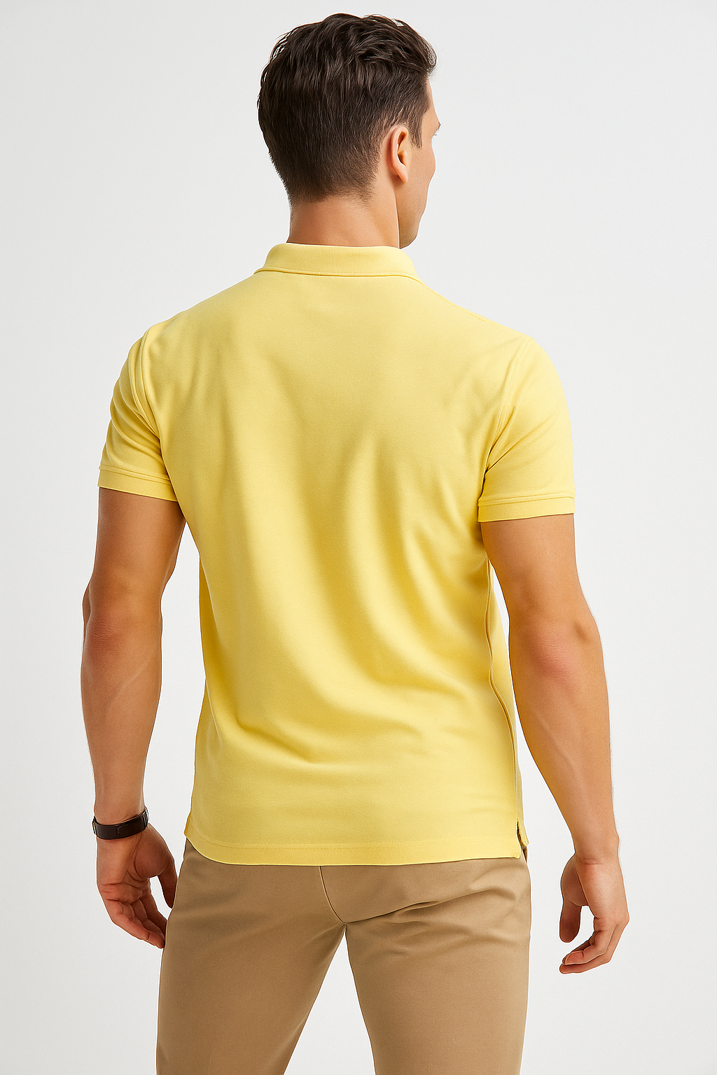 Playeras Polo Para Hombre Manga Corta Basica Bordado APOLOB Amarillo