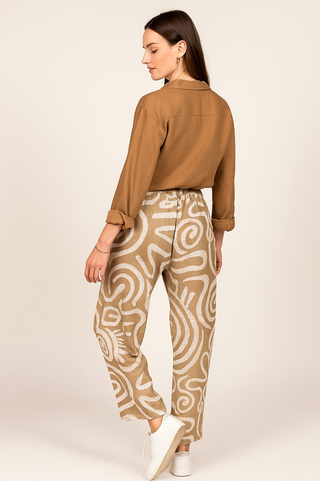 Pantalones Para Mujer Ligero Con Jareta W51123 Camel