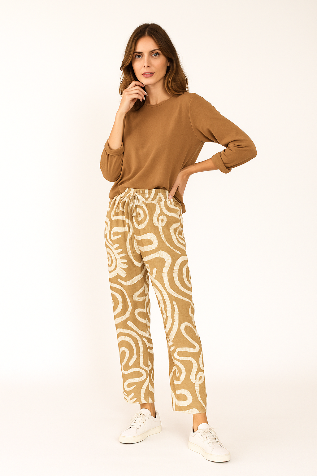 Pantalones Para Mujer Ligero Con Jareta W51123 Camel