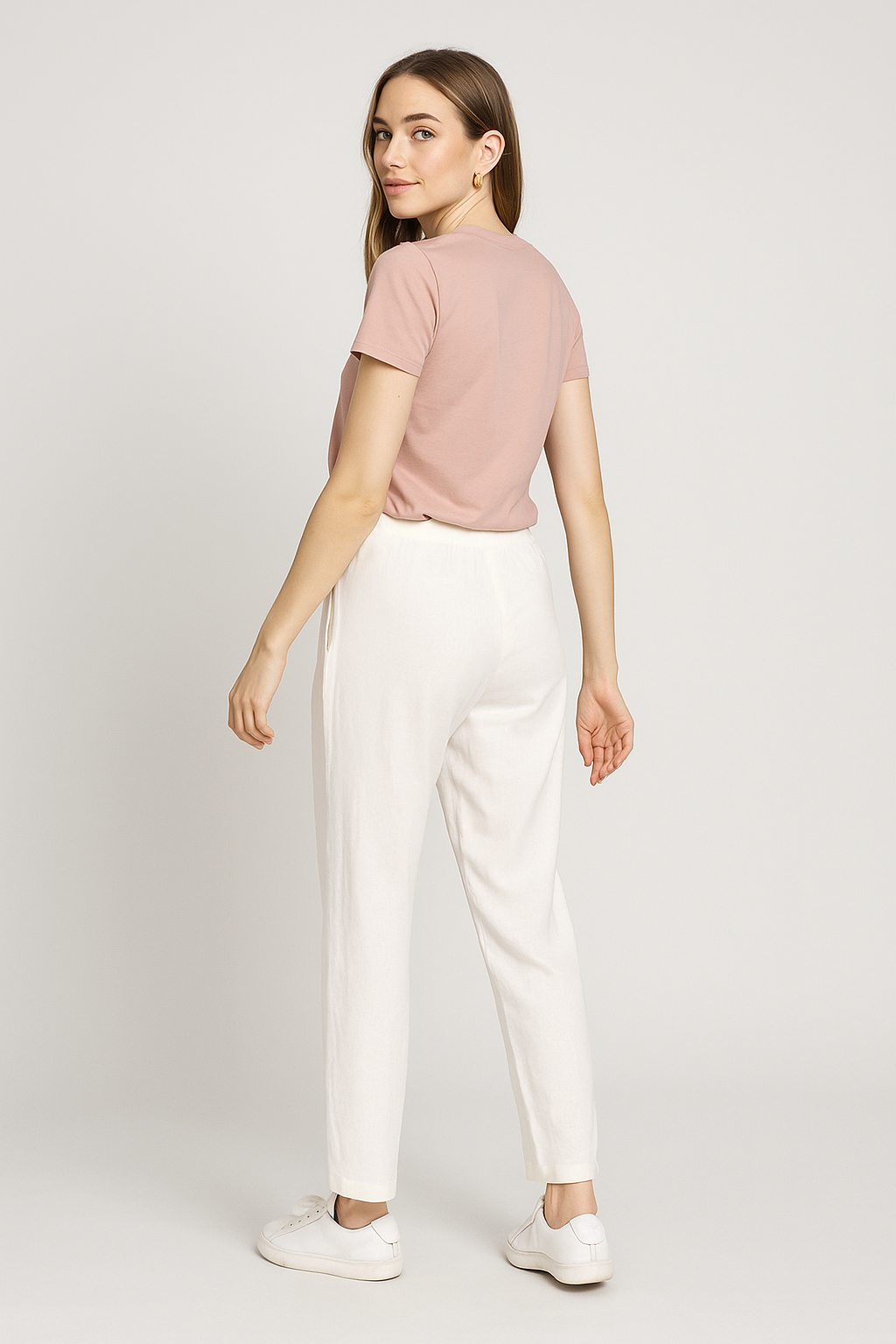 Pantalones Para Mujer Ligero Con Jareta W51114 Crema