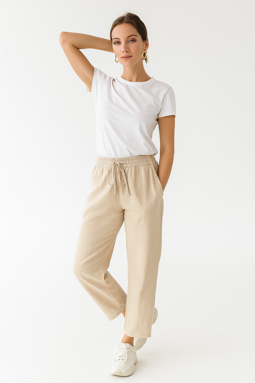 Pantalones Para Mujer Ligero Con Jareta W51114 Arena