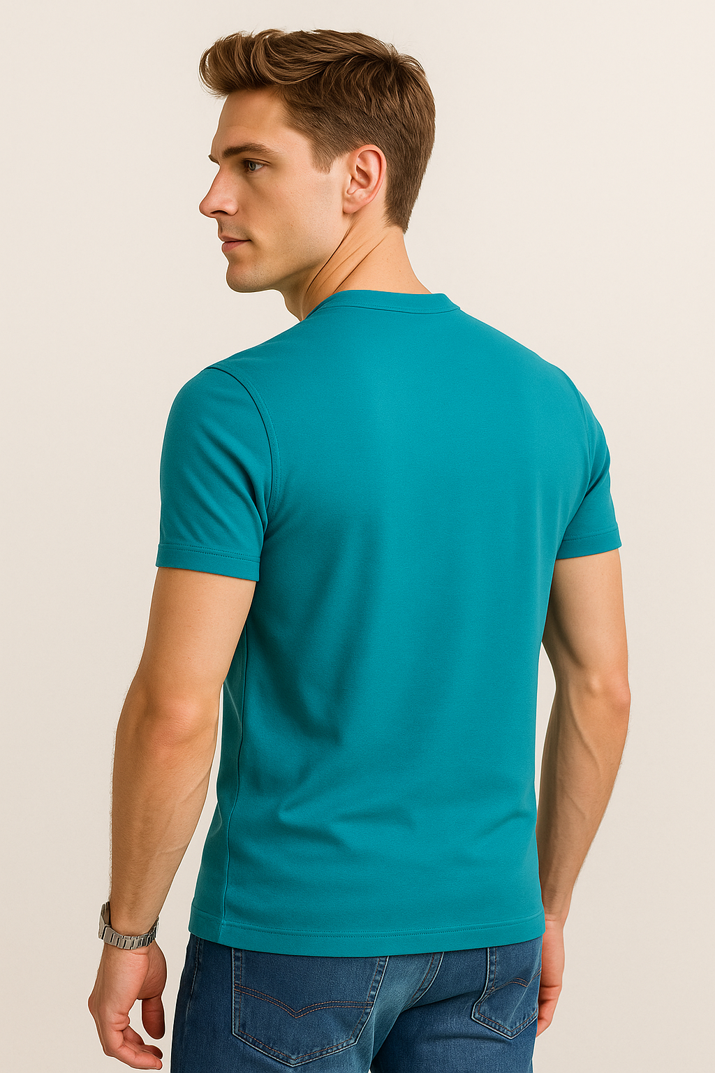 Playeras Polo Para Hombre Lisa De Manga Corta Cuello Mao APCMAO Esmeralda