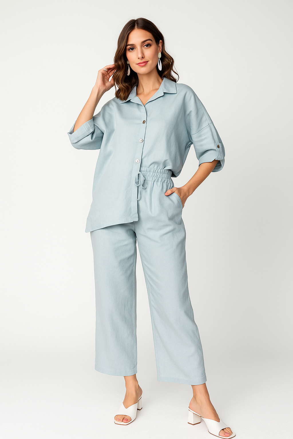 Pantalones Para Mujer Ligero Con Jareta W51114 Aqua