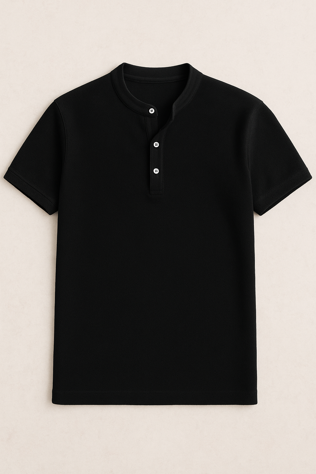 Playeras Polo Para Hombre Lisa De Manga Corta Cuello Mao APCMAO Negro