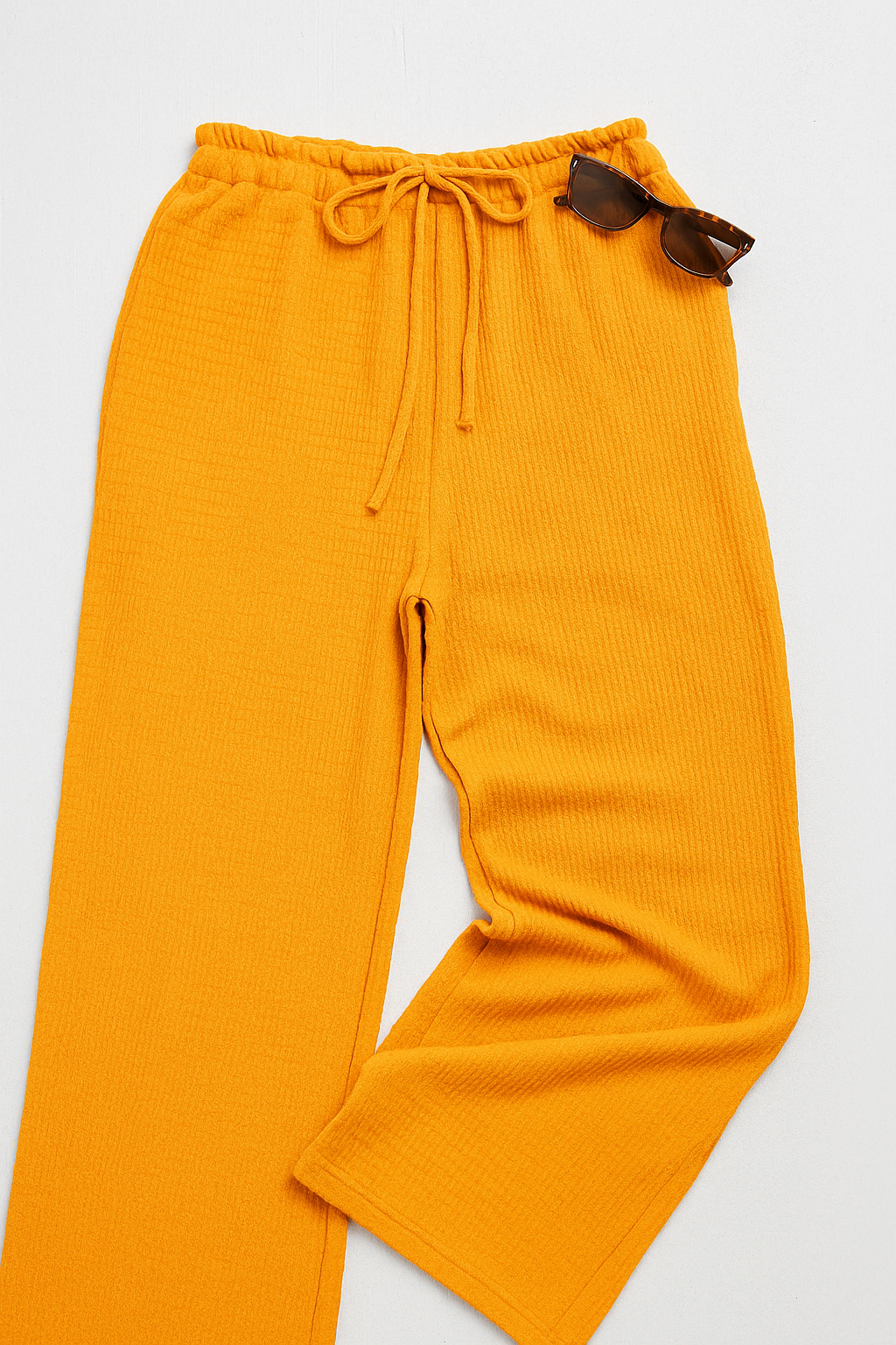 Pantalones Para Mujer Con Jareta Corrugado W51118 Naranja
