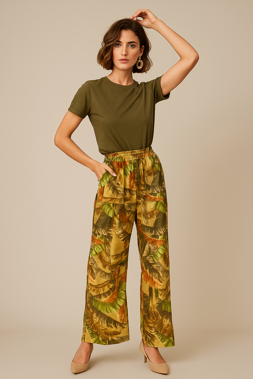 Pantalones Para Mujer Wide Leg Tipo Lino W51119 Unico