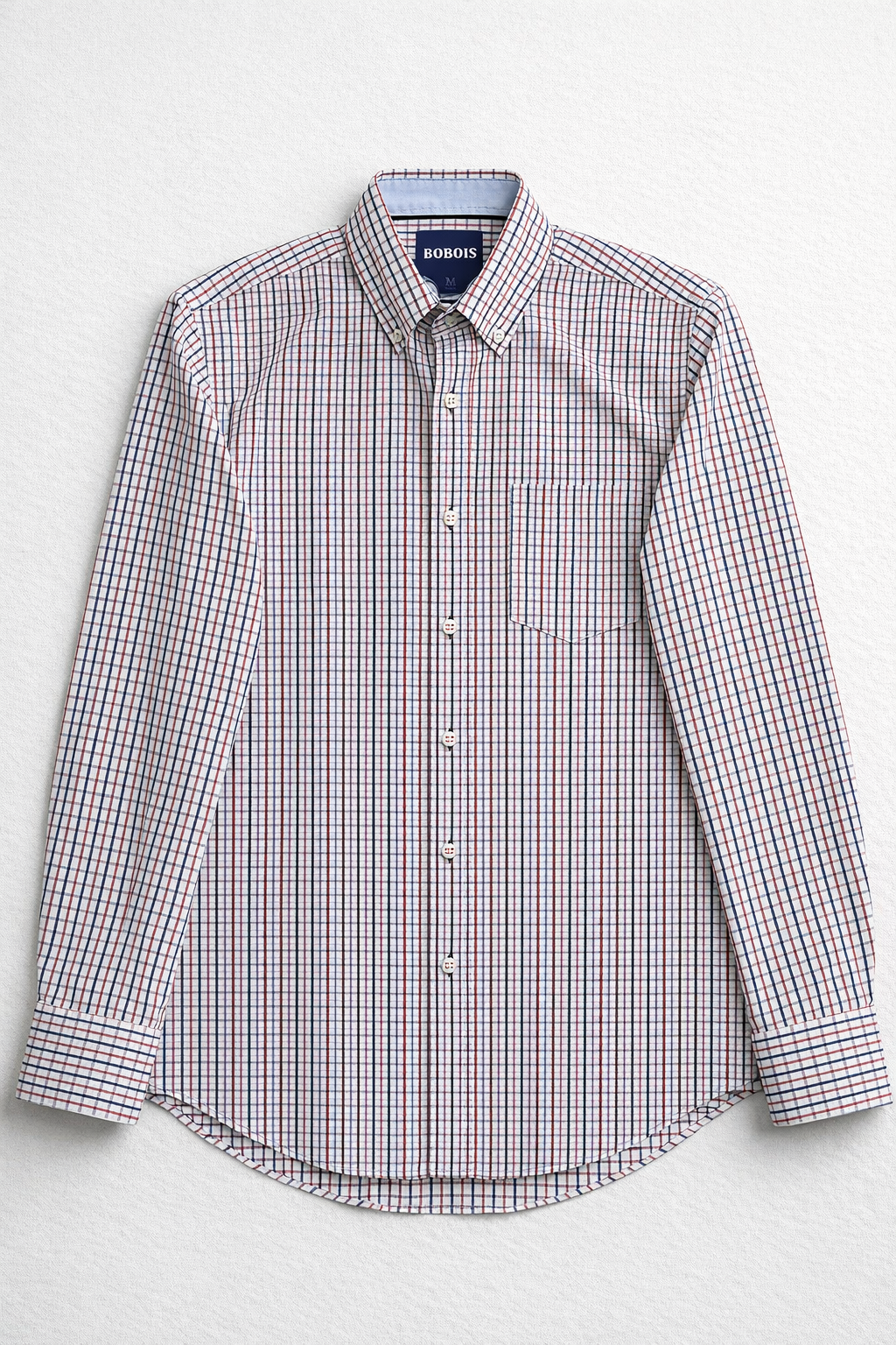 Camisas Para Hombre Manga Larga Cuadros Bicolor B61203 Rojo