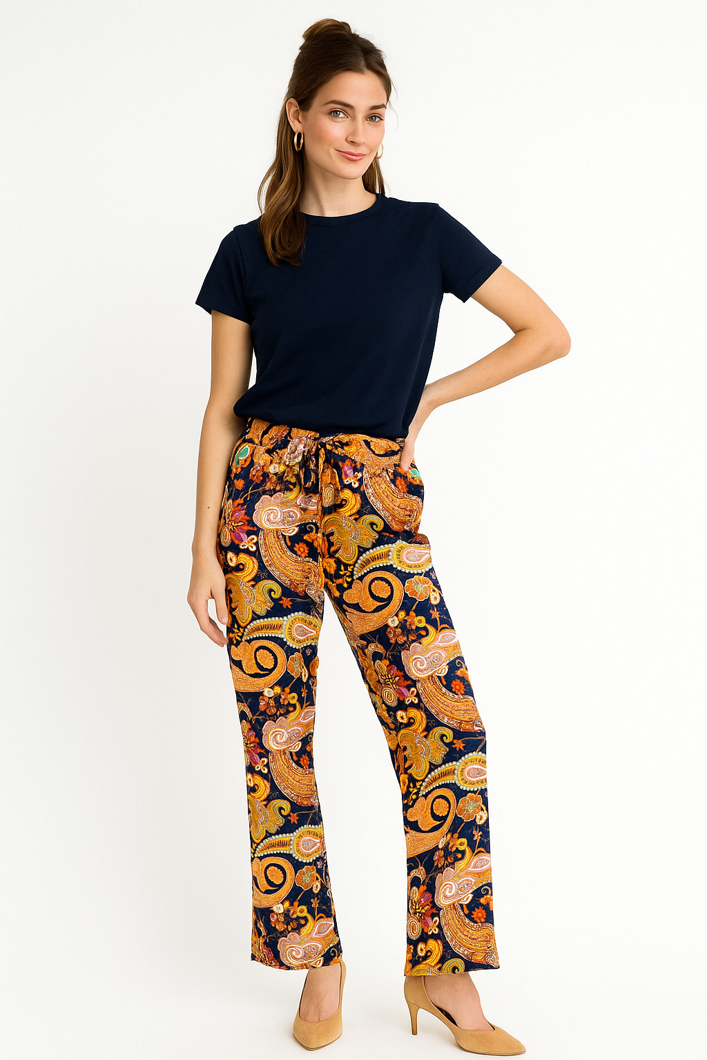 Pantalones Para Mujer Comodo Con Jareta W51108 Marino