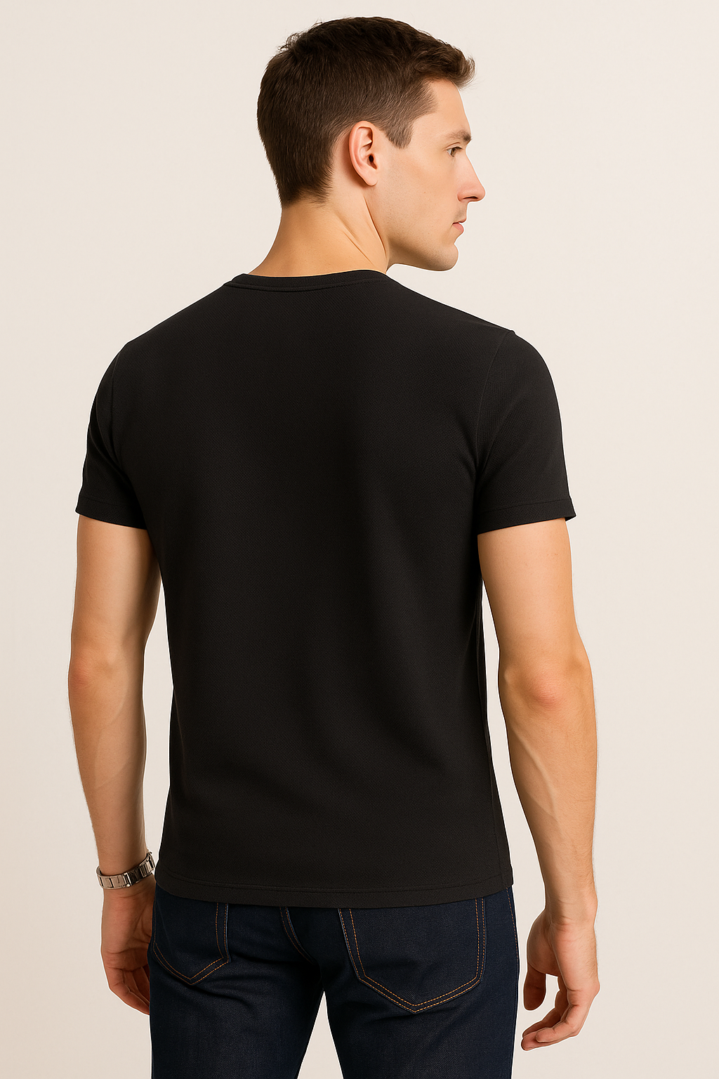 Playeras Para Hombre Slim Fit Textura A51303 Negro