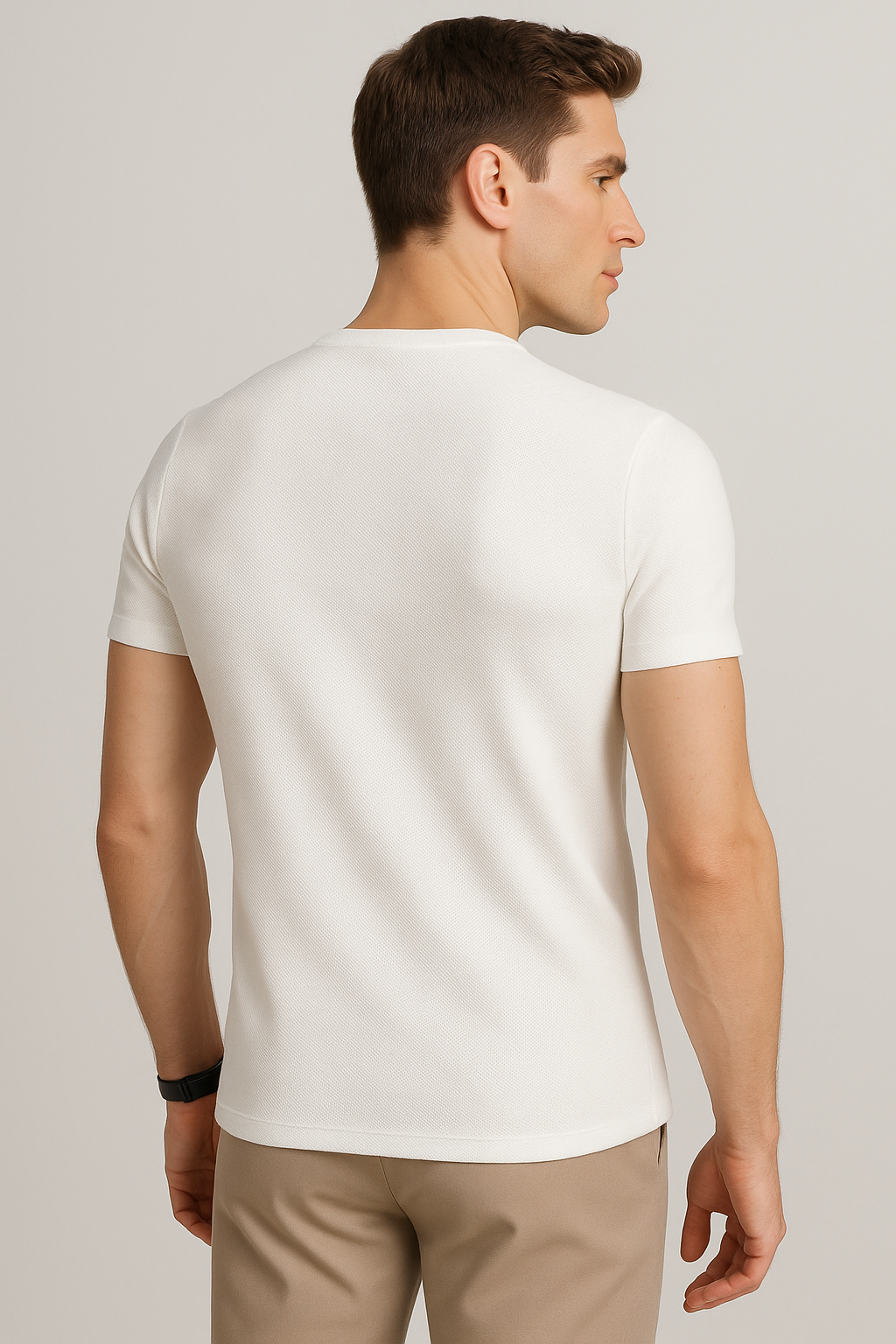 Playeras Para Hombre Slim Fit Textura A51303 Hueso