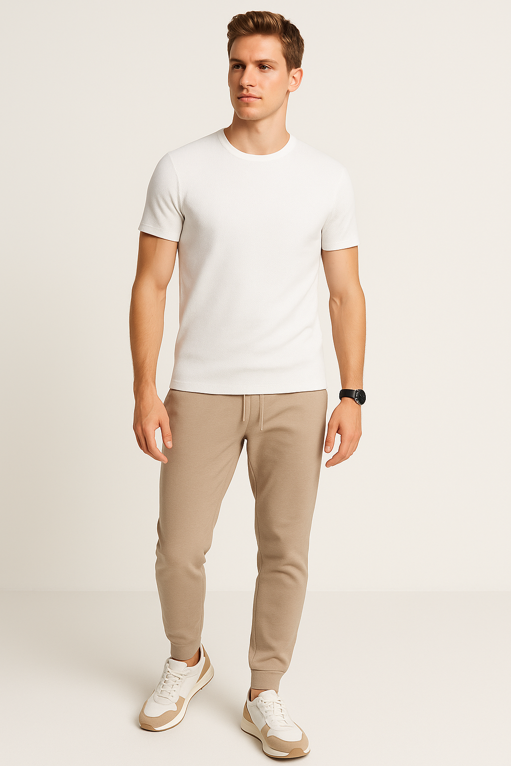 Playeras Para Hombre Slim Fit Textura A51303 Hueso