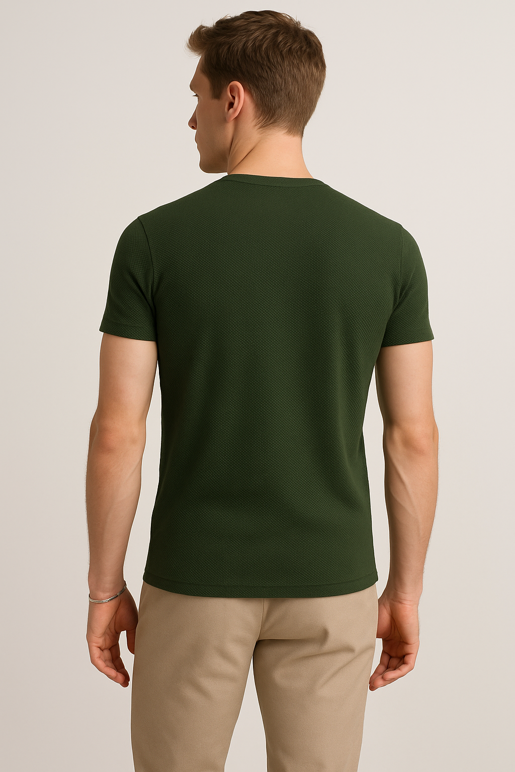 Playeras Para Hombre Slim Fit Textura A51303 Militar