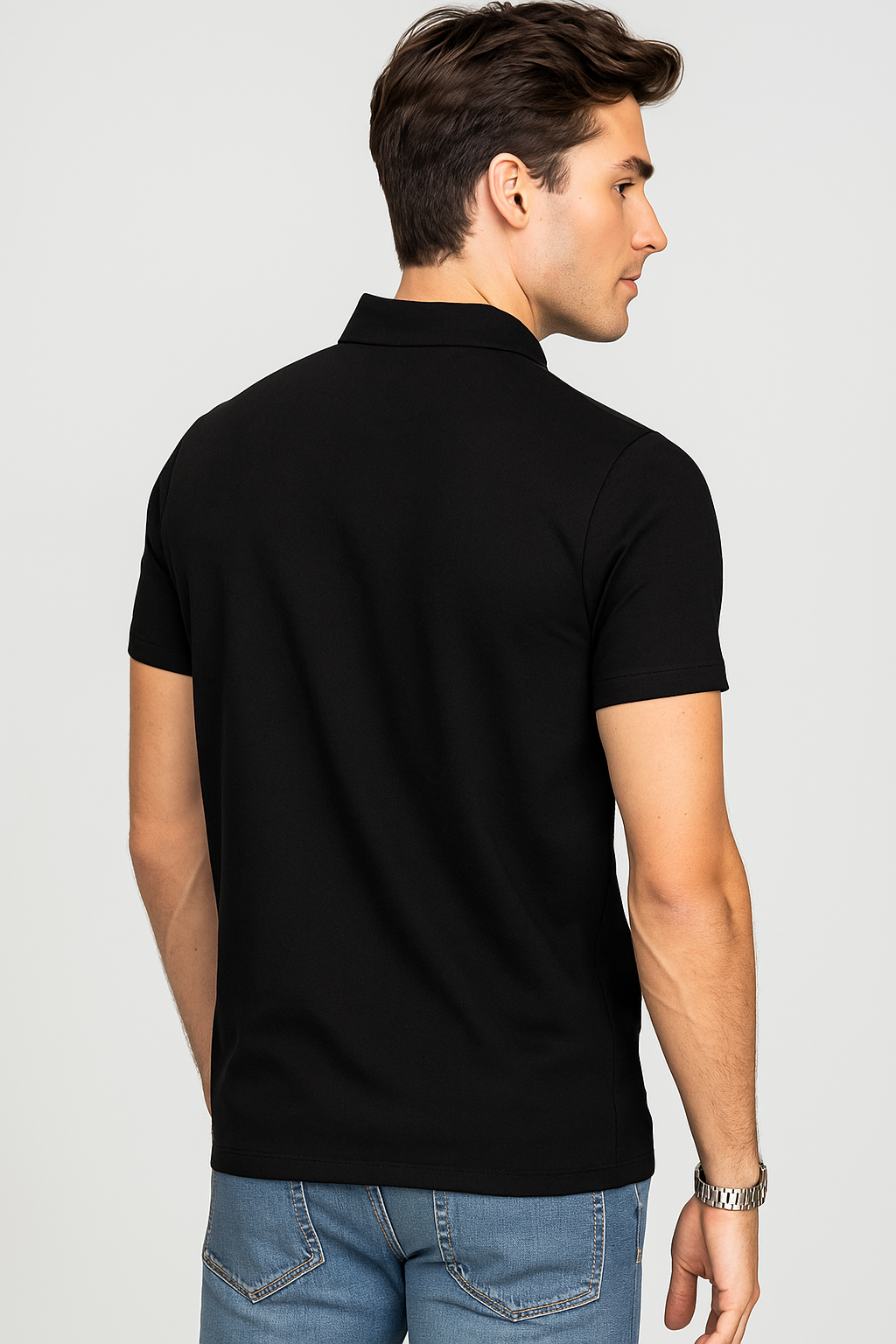 Camisas Para Hombre Estilo Lino Liso B51372 Negro