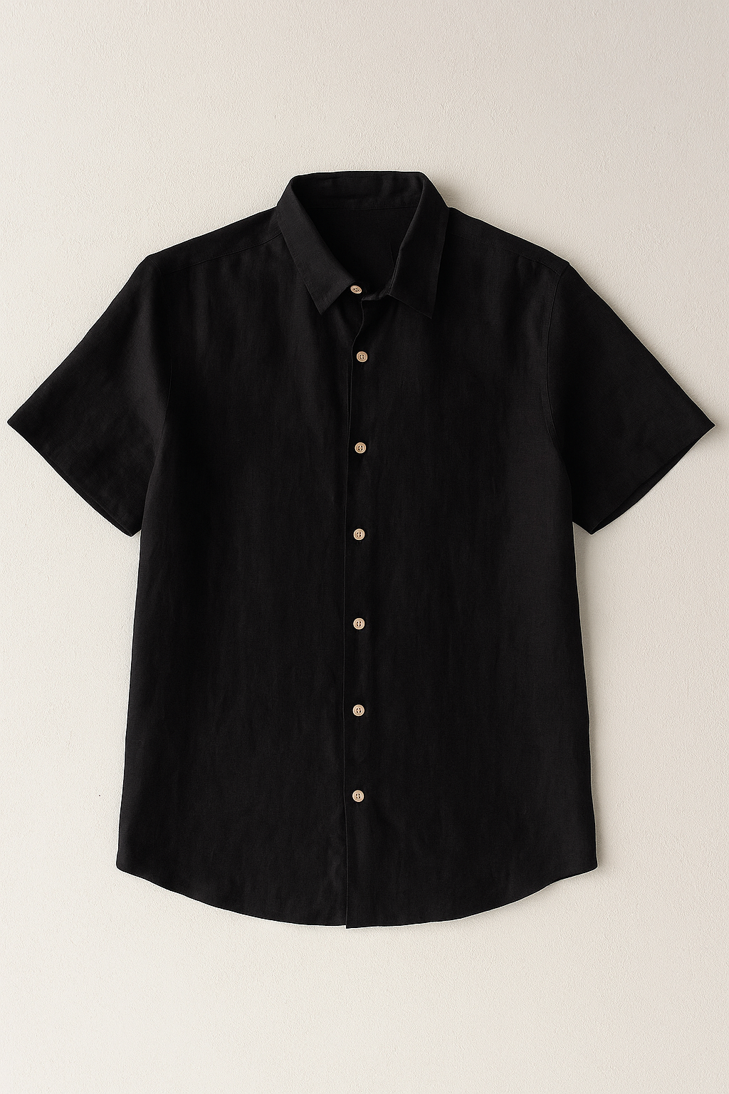 Camisas Para Hombre Estilo Lino Liso B51372 Negro