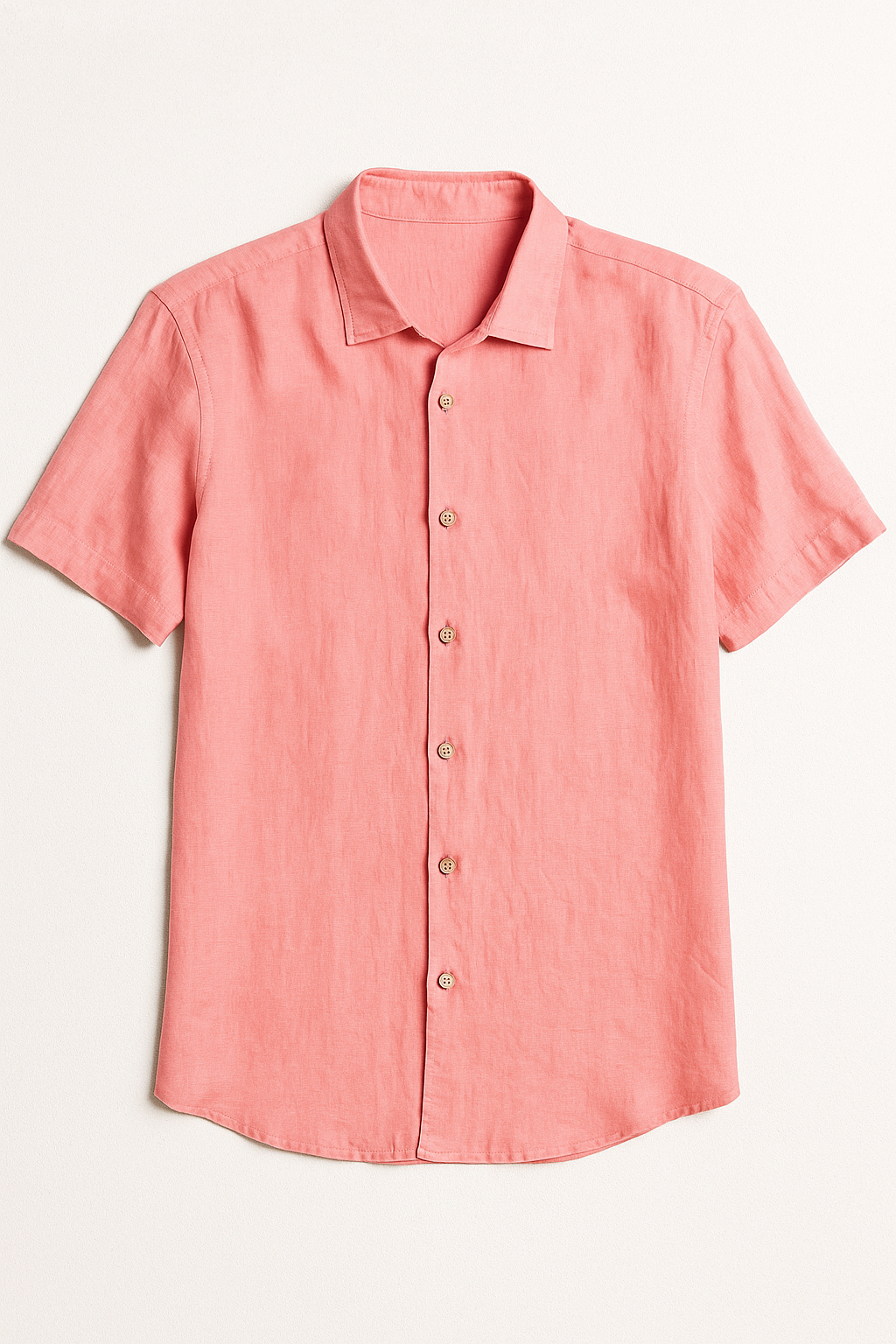 Camisas Para Hombre Estilo Lino Liso B51372 Melon