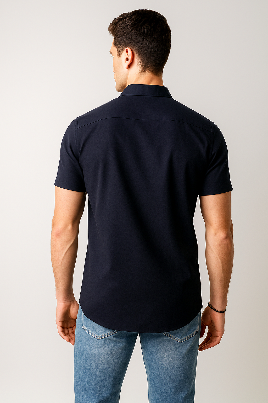 Camisas Para Hombre Estilo Lino Liso B51372 Marino