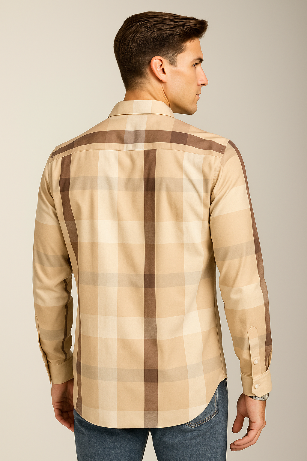 Camisas Para Hombre Bambú Manga Larga B51338 Kaki