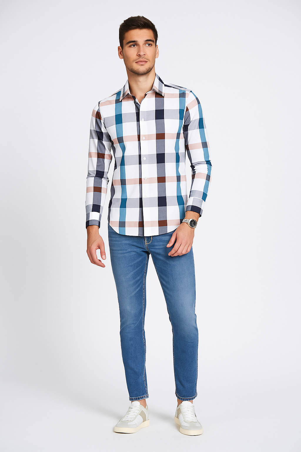 Camisas Para Hombre Bambú Manga Larga B51338 Blanco
