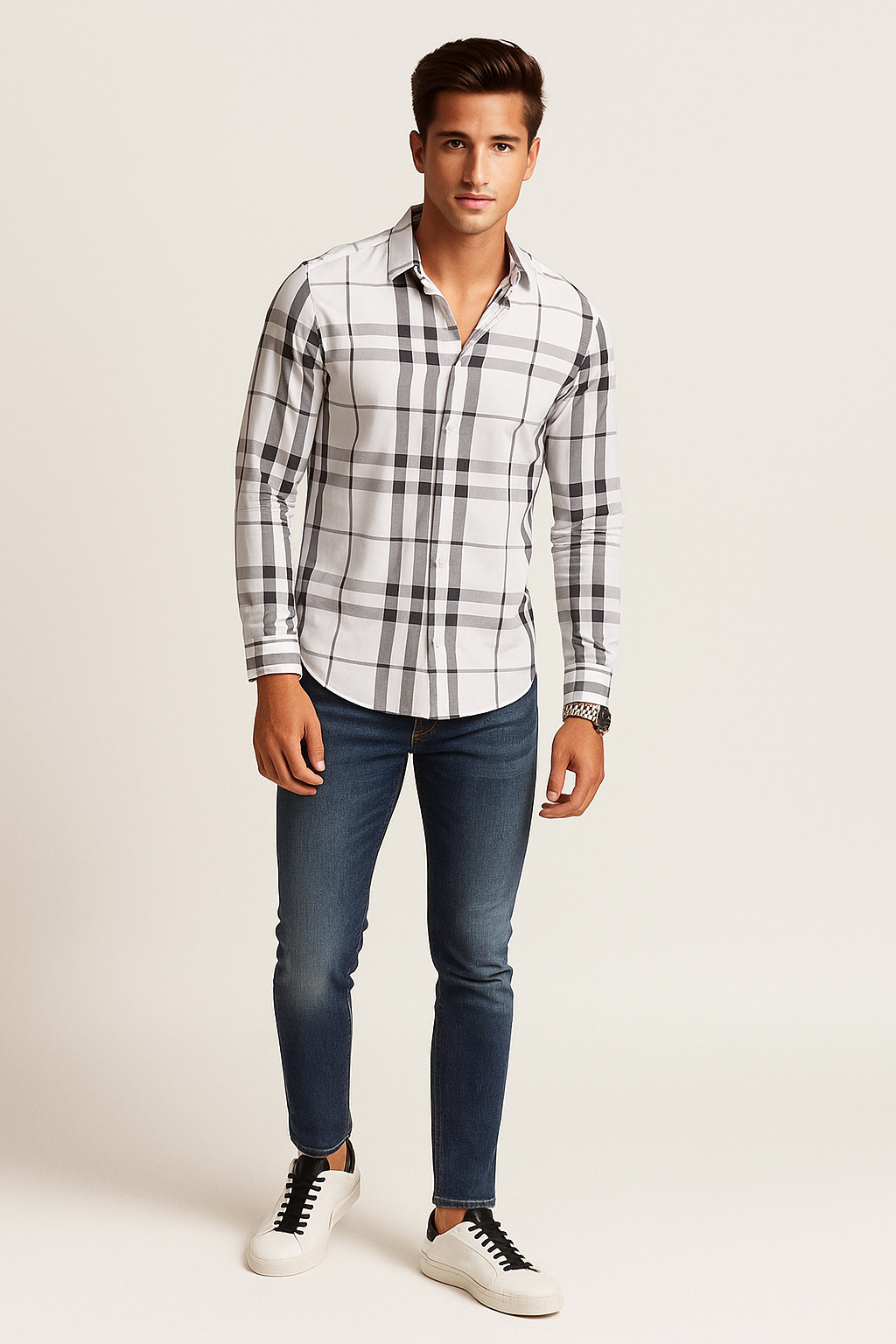Camisas Para Hombre Bambú Manga Larga B51339 Blanco