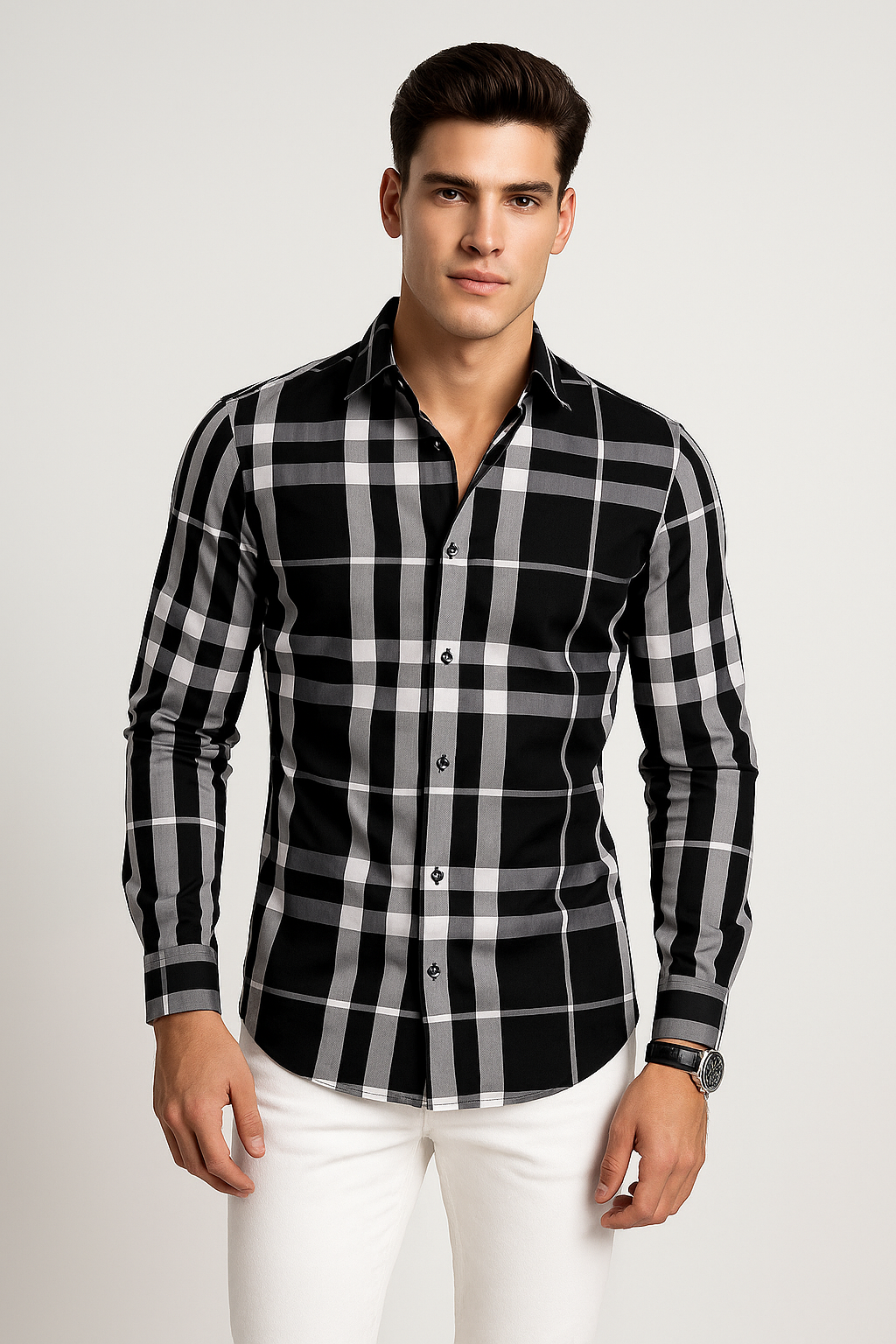 Camisas Para Hombre Bambú Manga Larga B51339 Negro