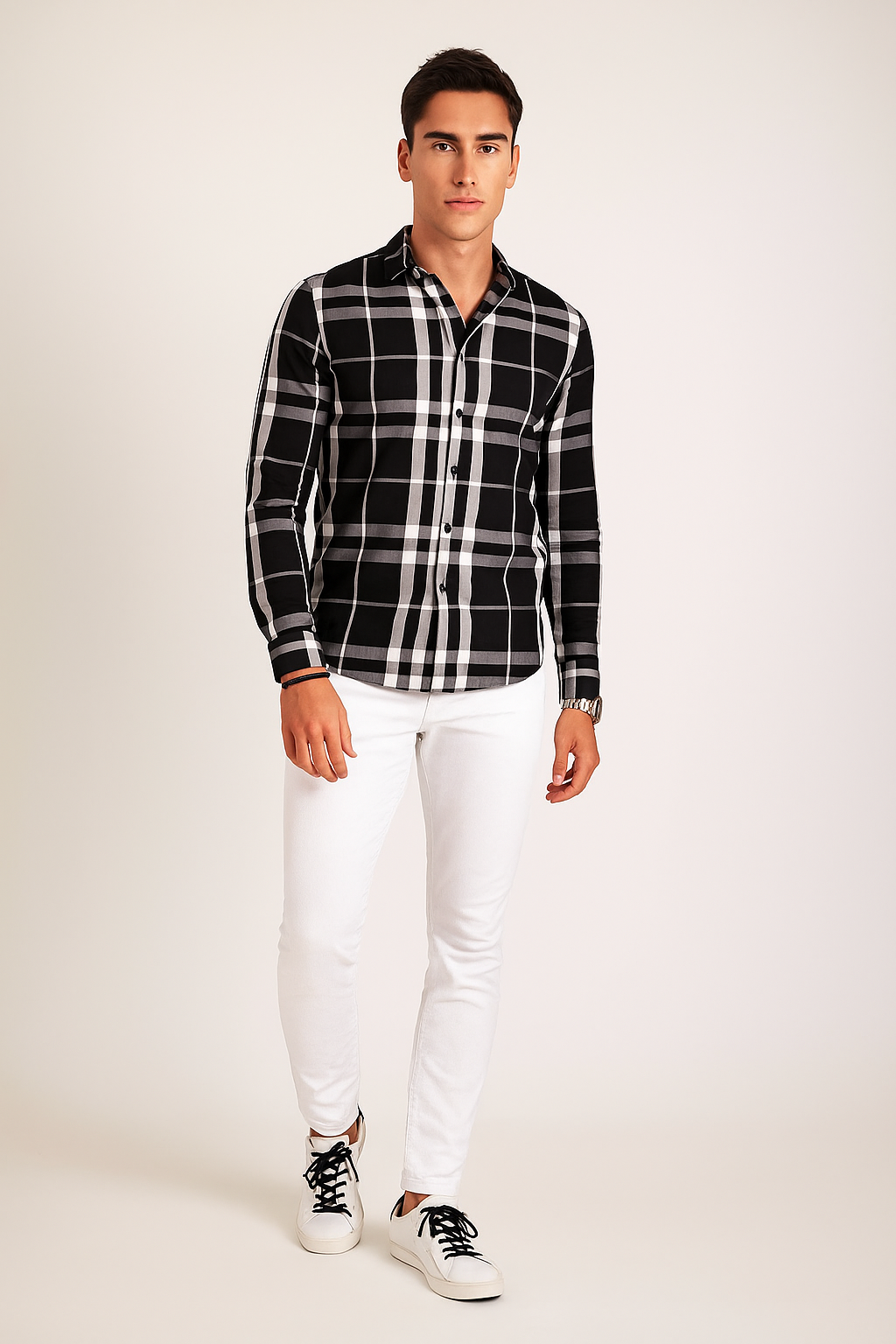 Camisas Para Hombre Bambú Manga Larga B51339 Negro