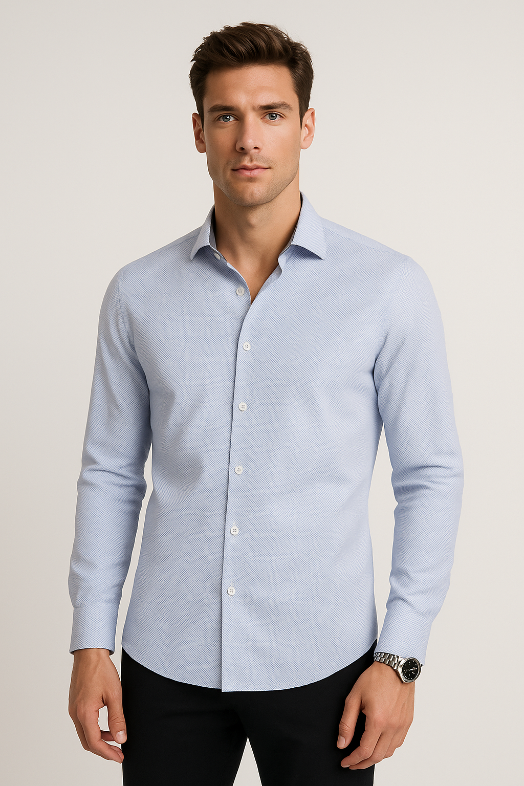 Camisas Para Hombre Slim Fit Textura B51311 2