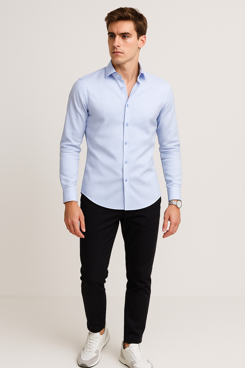 Camisas Para Hombre Slim Fit Textura B51311 3