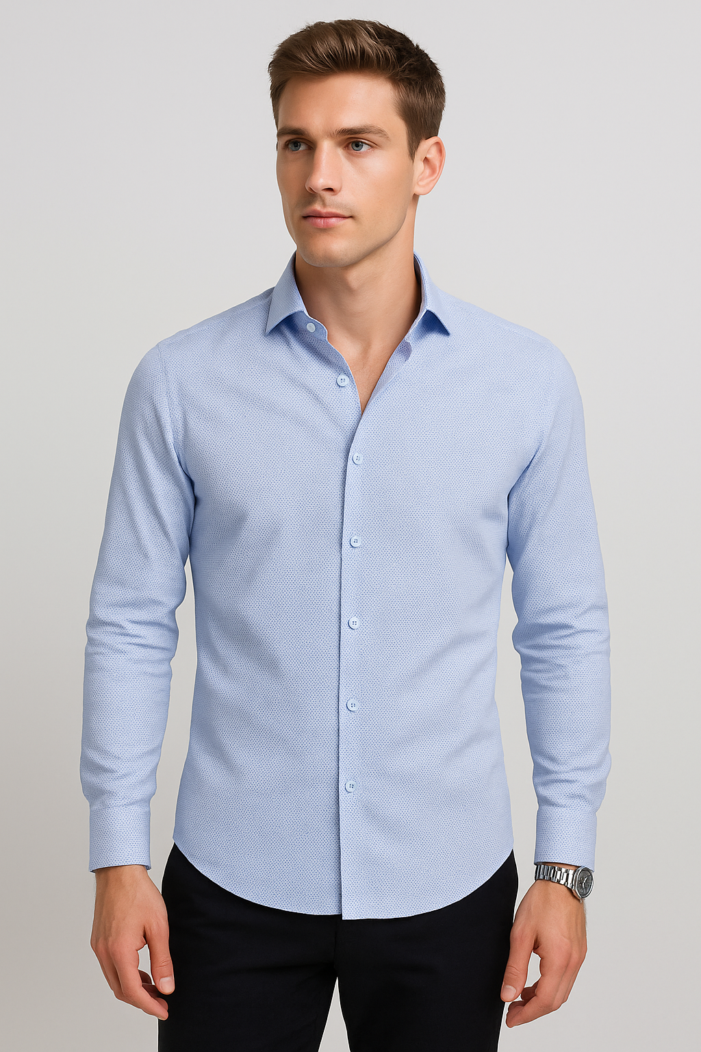 Camisas Para Hombre Slim Fit Textura B51311 3