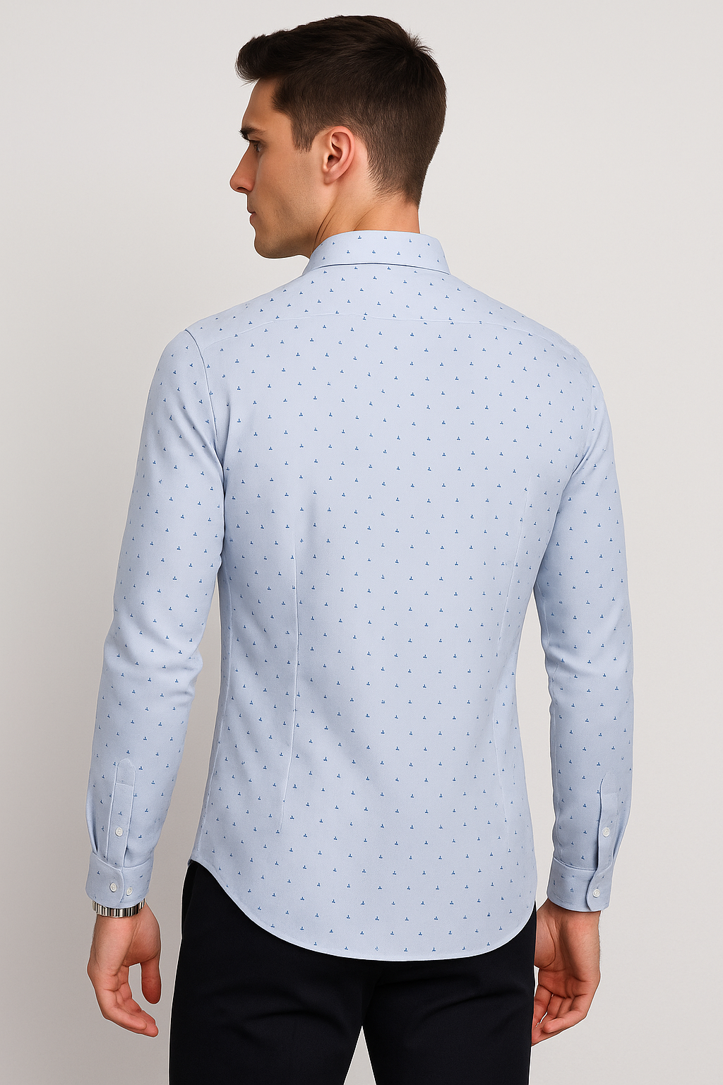 Camisas Para Hombre Slim Fit Microestampado B51317 Cielo