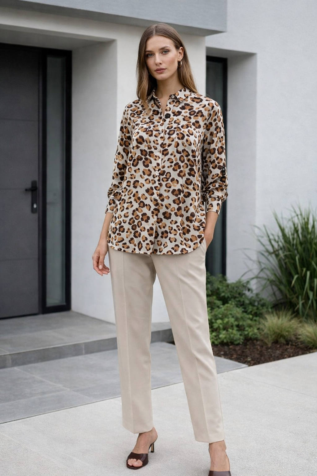 Blusas Para Mujer Oversize Estampado Leopardo N61114 Unico