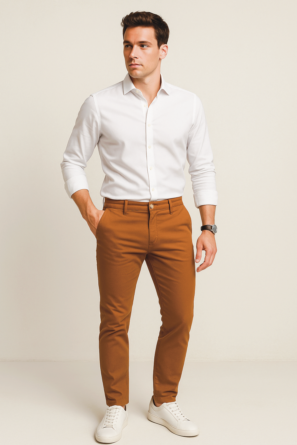 Pantalones Para Hombre Soft Stretch Slim GPAXAR Tabaco