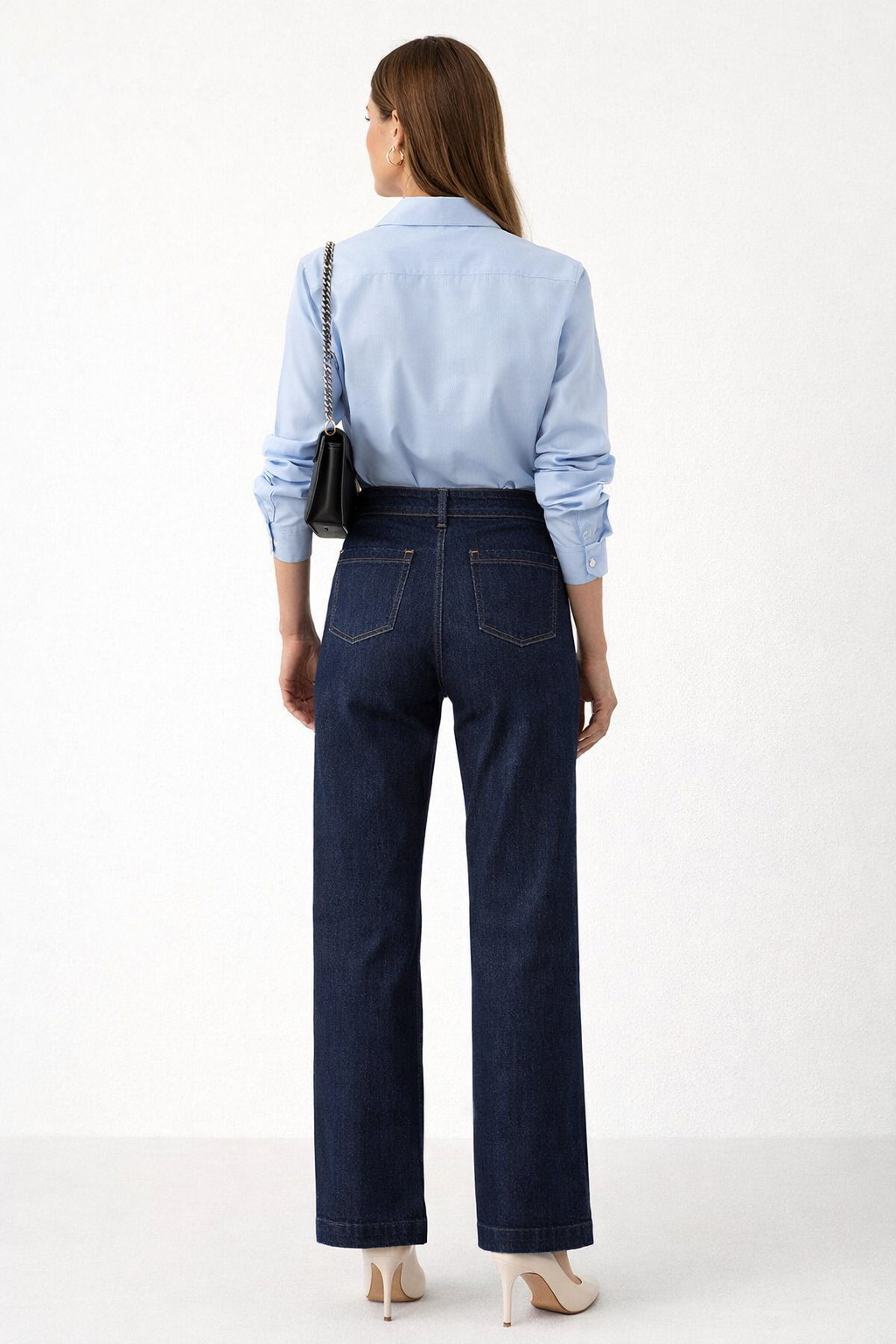 Jeans Para Mujer Corte Recto Con Pespunte V61100 Unico