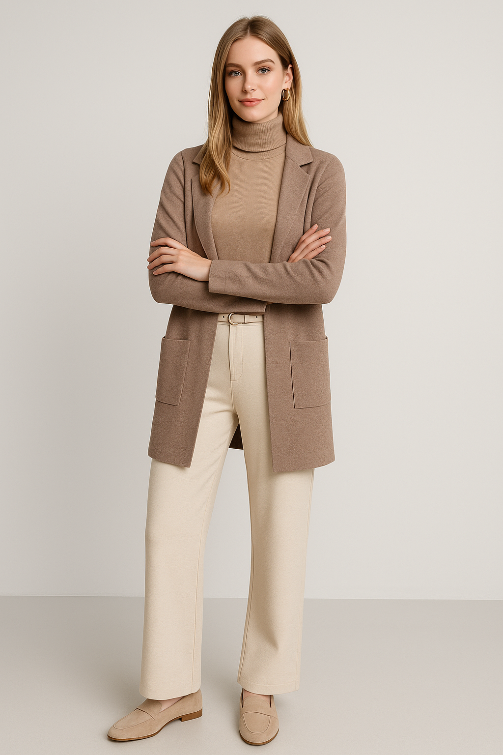 Sueteres Para Mujer Largo Abierto Tipo Gabardina O43205 Arena