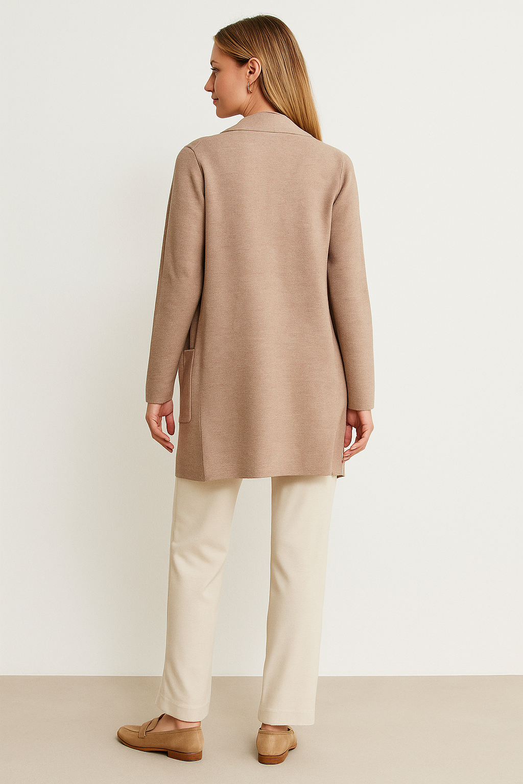 Sueteres Para Mujer Largo Abierto Tipo Gabardina O43205 Arena