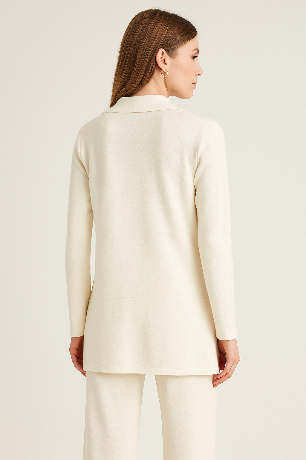 Sueteres Para Mujer Largo Abierto Tipo Gabardina O43205 Hueso