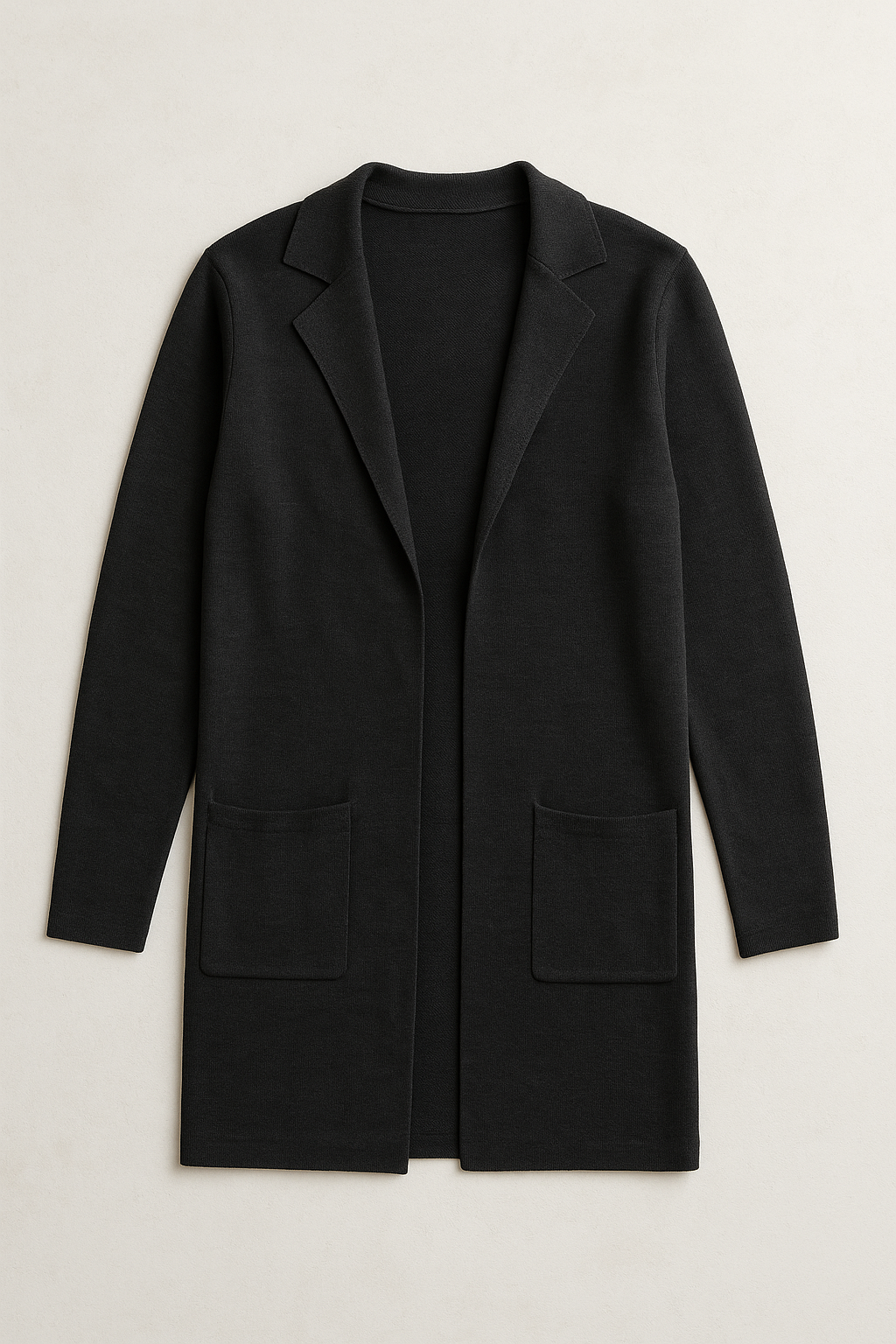 Sueteres Para Mujer Largo Abierto Tipo Gabardina O43205 Negro