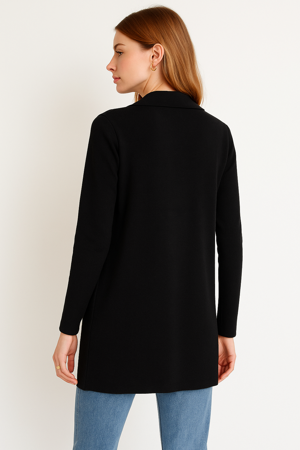 Sueteres Para Mujer Largo Abierto Tipo Gabardina O43205 Negro