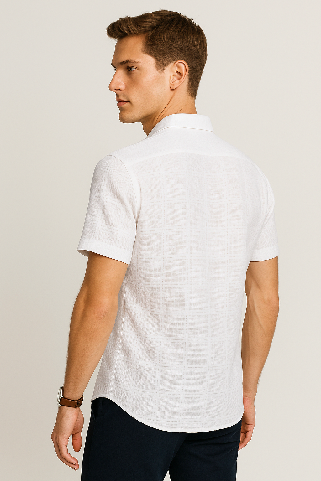 Camisas Para Hombre Textura Jacquard B51367 Blanco