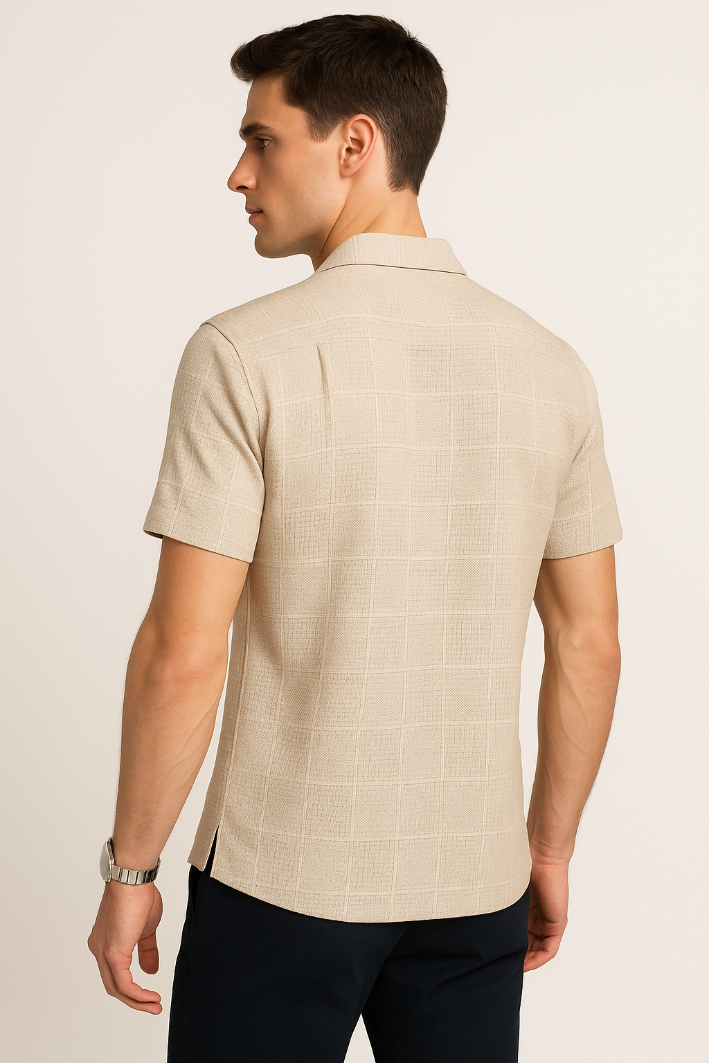 Camisas Para Hombre Textura Jacquard B51367 Kaki