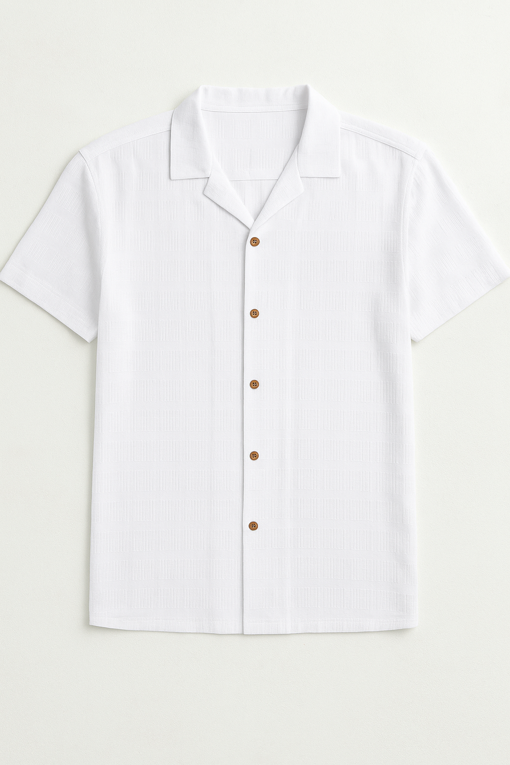 Camisas Para Hombre Jacquard De Manga Corta B51361 Blanco