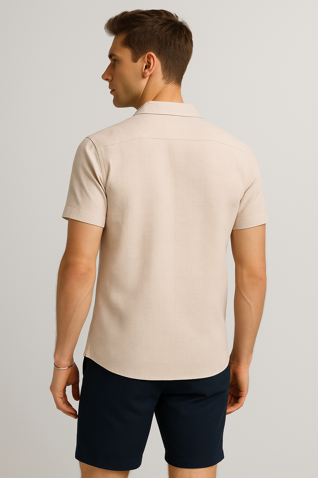 Camisas Para Hombre Jacquard De Manga Corta B51361 Arena