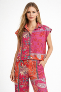 Blusas Para Mujer Corta Camisera Floreada N61101 Rosa