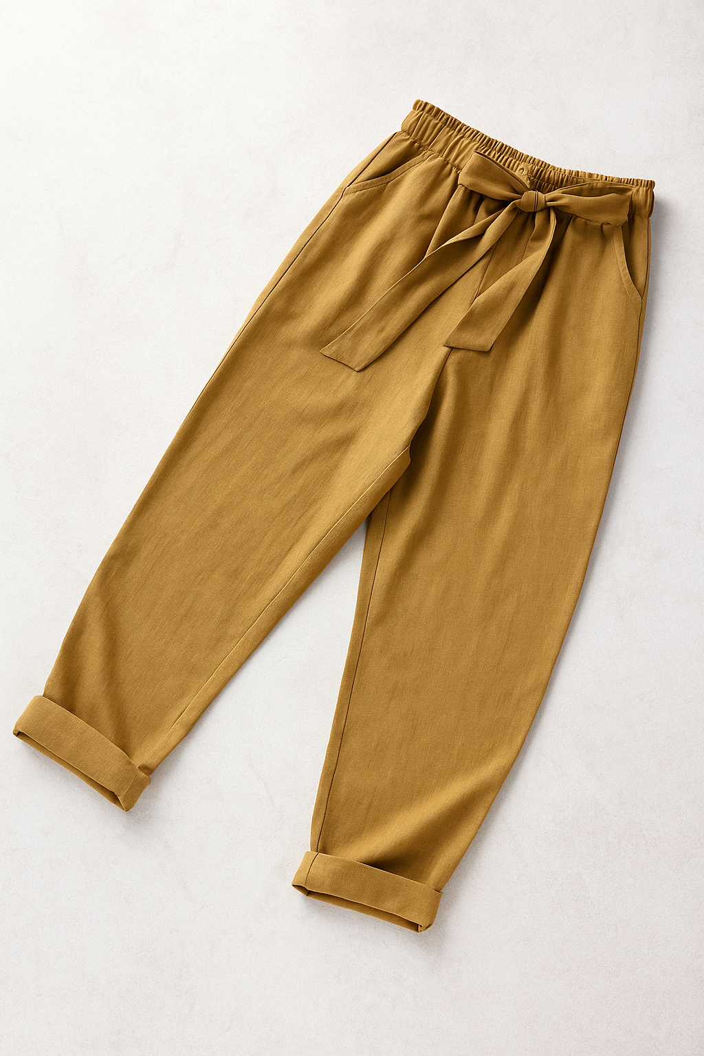 Pantalones Para Mujer Tipo Lino Con Cinta W51102 Camel
