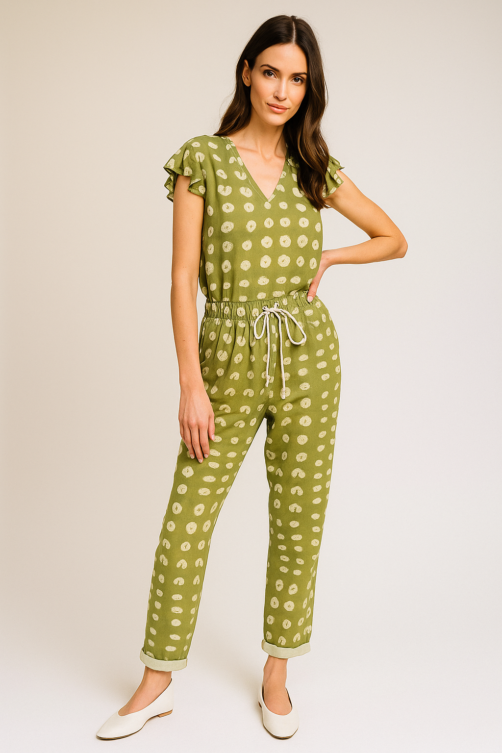 Pantalones Para Mujer Tipo Lino Con Jareta W51101 Olivo