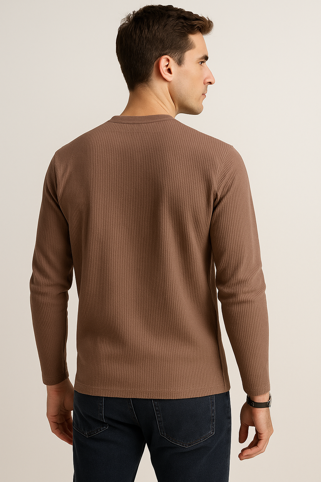 Playeras Para Hombre Textura Waffle A55316 Topo