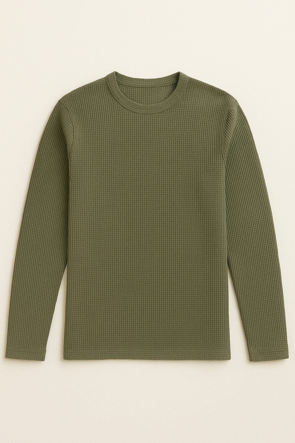 Playeras Para Hombre Textura Waffle A55316 Militar