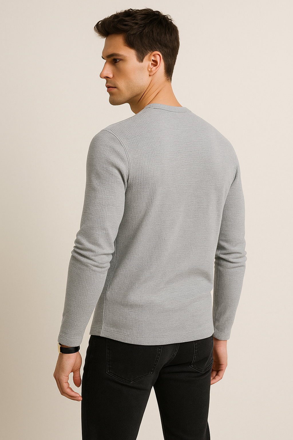 Playeras Para Hombre Textura Waffle A55316 Jaspe