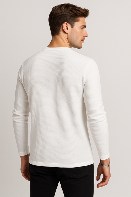 Playeras Para Hombre Textura Waffle A55316 Hueso