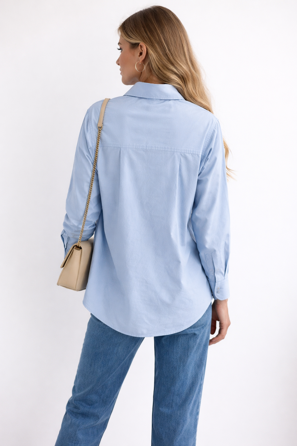 Blusas Para Mujer Camisera Oversize Popelina N61109 Azul