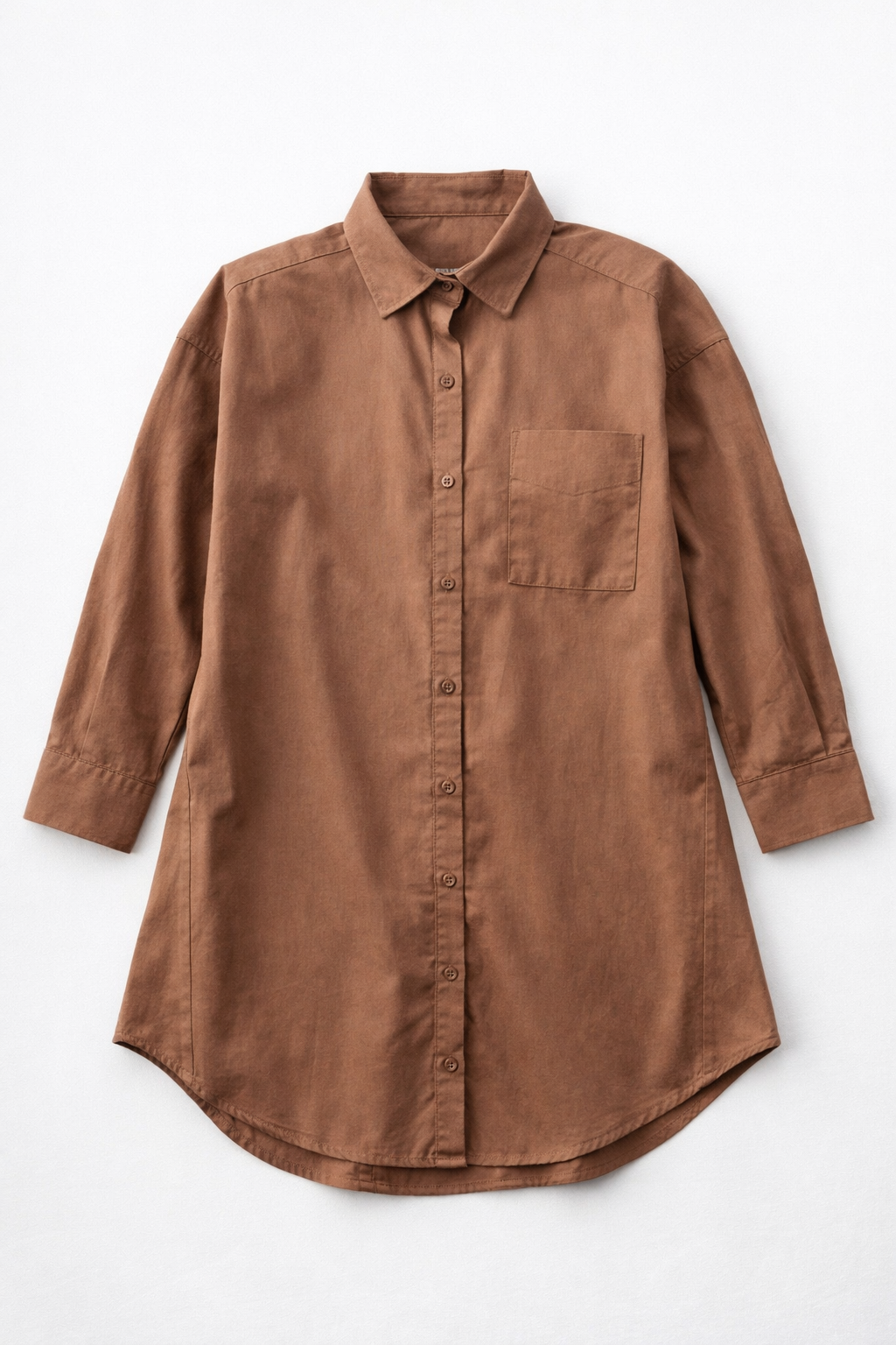 Blusas Para Mujer Camisera Oversize Popelina N61109 Cafe